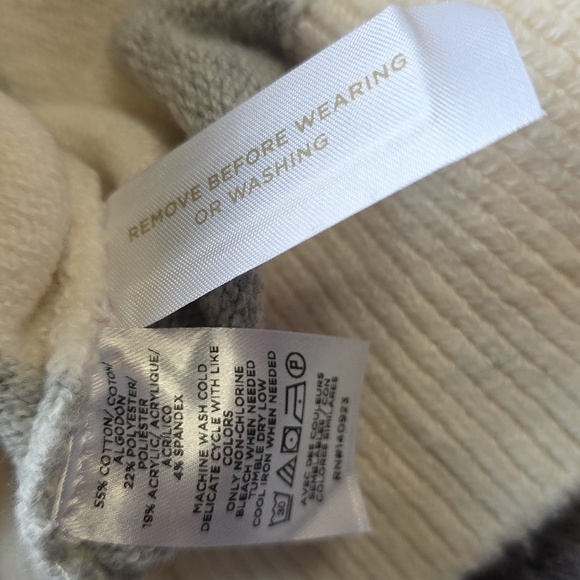 Loft striped Cream Grey Love Heart Soft sweater size M - Picture 10 of 12